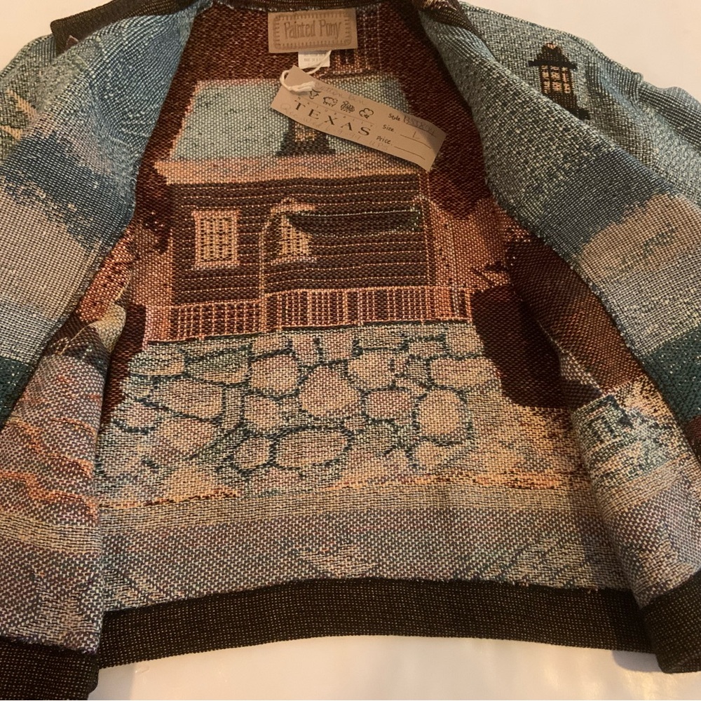 Vintage 90’s Painted Pony's Tapestry Lighthouse Nautical Jacket Size Large NWT - Picture 11 of 16
